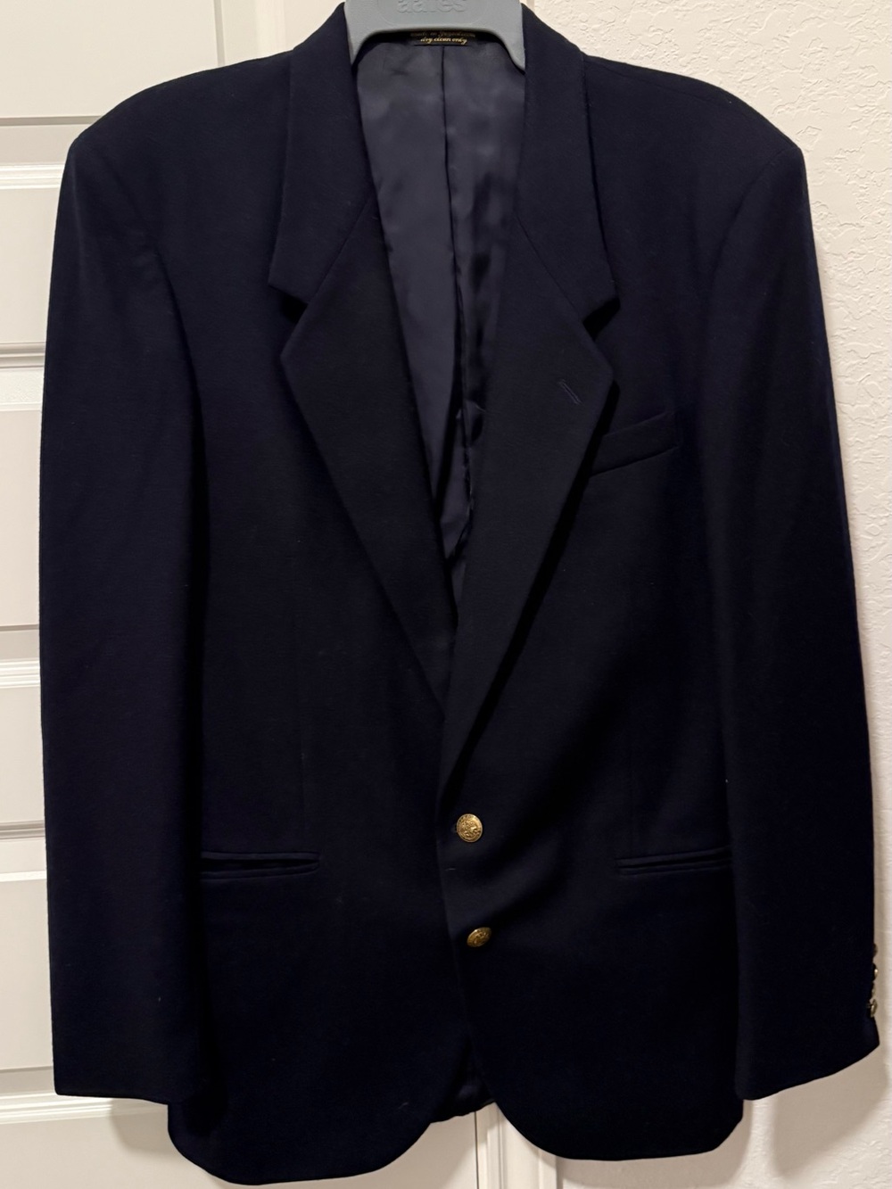 Christian Aujard Mens Navy Blazer with Gold Buttons 100% pure wool